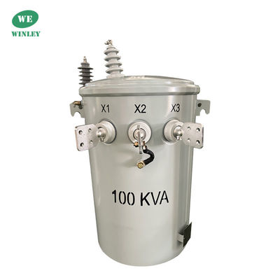 comprare 100KVA Pallone monofase montato Transformatore di distribuzione olio immerso 12470V 304SS serbatoio liquido riempito Pallone montato fabbricazione online