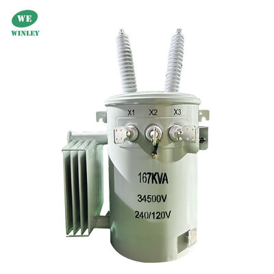 comprare 167Kva Transformatore monofase montato su palo Olio immerso da 34,5KV a 240V Transformatore di distribuzione di energia standard ANSI IEEE fabbricazione online