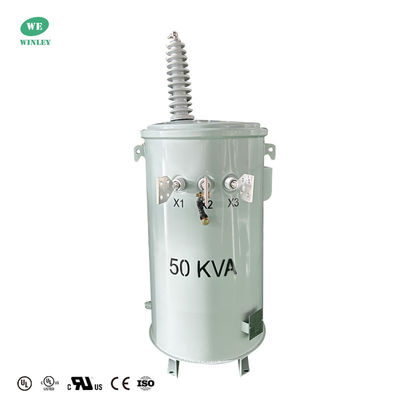 comprare 50 KVA trasformatore a palo di potenza monofase distribuzione montata su palo da 34500V a 120V produttori certificati ANSI IEEE UL fabbricazione online