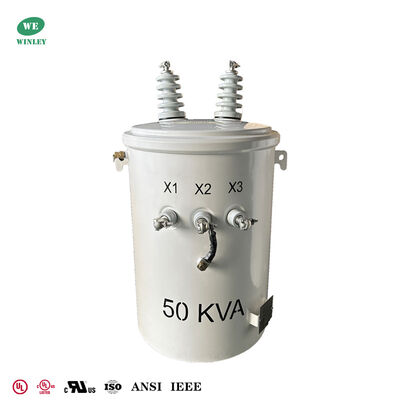 comprare 50kva Pole Mounted Transformer 12.47kv To 277v Oil Filled Distribution Electric Pole Transformer UL Listed fabbricazione online