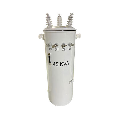75KVA Olio del trasformatore a tre fasi montato su polo immerso da 13800V a 480V