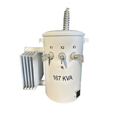 Trasformatore a palo di potenza 167kva monofase, trasformatore di distribuzione montato su palo 34500V a 240v