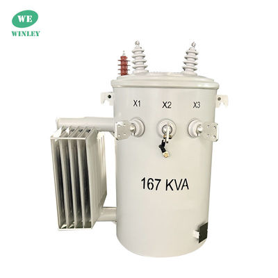 Transformatore di distribuzione montaggiato su palo da 167 KVA a fase singola Step Down 12,47 KV 2 Wire Oil Immerged Standard IEEE