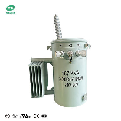 Transformatori di distribuzione immersi nell'olio a singola fase standard ANSI da 167KVA a 34500V