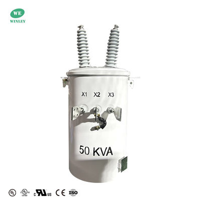 Trasformatori monofase a immersione d'olio certificati UL ANSI Standard 50KVA 22.86KV Trasformatore montato su palo